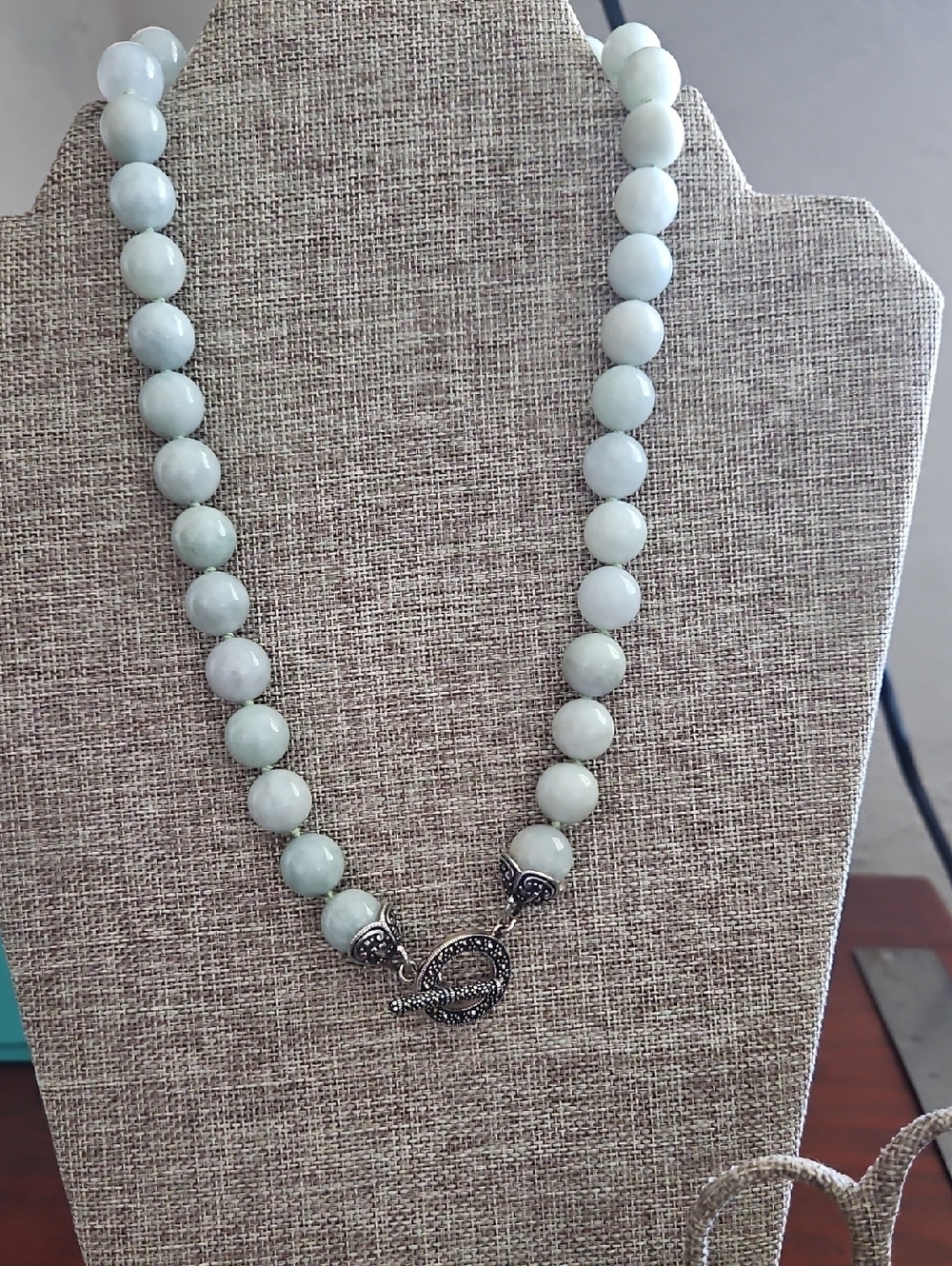 Antique Jade And Sterling Silver Necklace and Earring Set